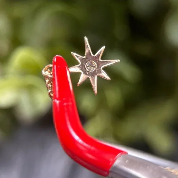 Gold Starburst Cz Necklace (n1) - Picture 4 of 8